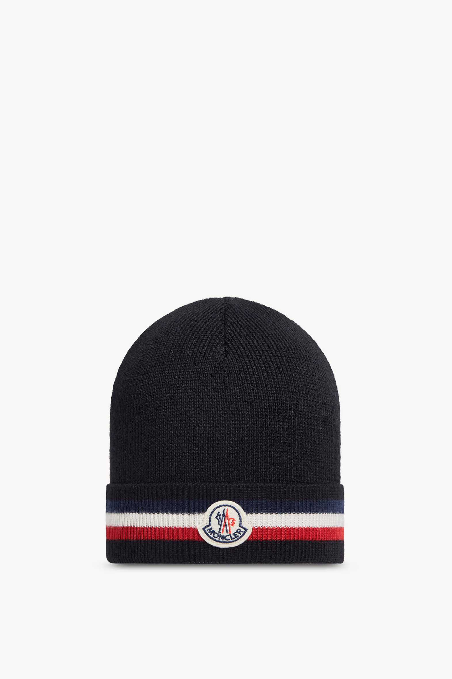 Bonnet en laine tricolore Hommes Noir Moncler
